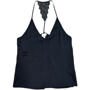 Cami NYC Emily Silk Lace Back Camisole in Black